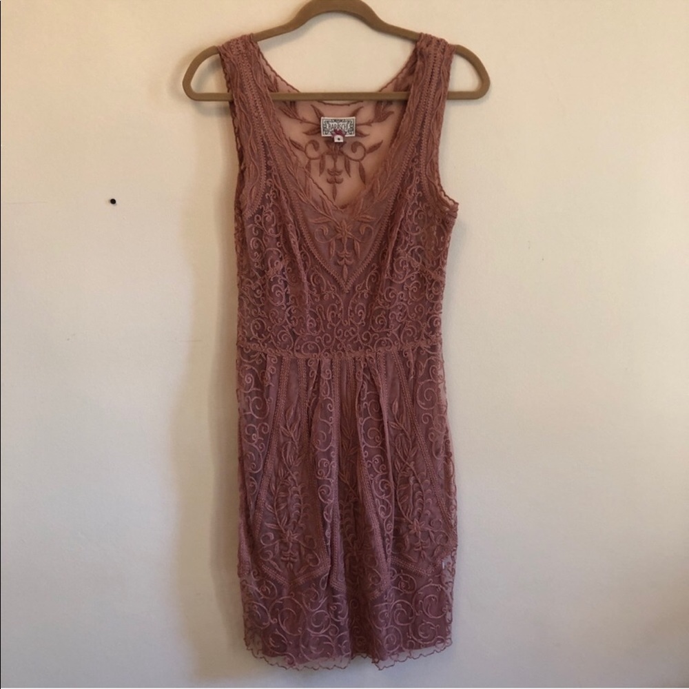 Anthropologie Yoana Baraschi Lace Dress In Rust